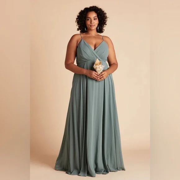 Birdy Grey KAIA DRESS CHIFFON SEA GLASS CURVE 1X NEW NWT BRIDESMAID WEDDING - Picture 1 of 4